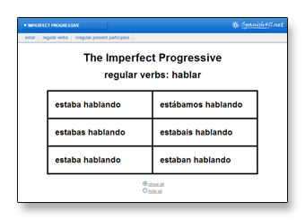 spanish present imperfect progressive ir spanish411 estaba verb conjugation estar verbs form progresivo presente perfect parque clase pasado lessons el